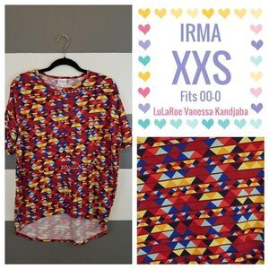 LuLaRoe Irma Tunic XXS Red Geometric NEW